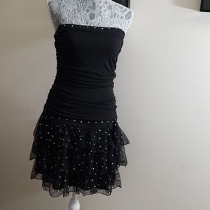 Black rainbow tulle strapless bodycon